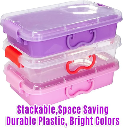 Carolart 3 Pack,Empty Sensory Bin,13.5 Inch Storage Container,Portable Plastic Storage Bins, Stackable Play Tray for toys,arts,crafts and sand.
