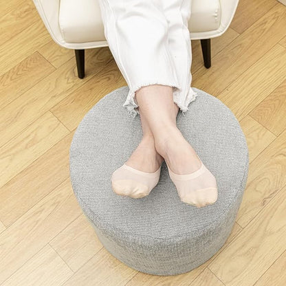 Sturdy Boucle Pouf Ottoman and Foot Rest Nice Living Room Decor Lightweight Ottoman Filler Comfort Pouf Cover Modern Foam Stuffed Poof Perfect to Rest Your Feet No Need Assemble Light Gray
