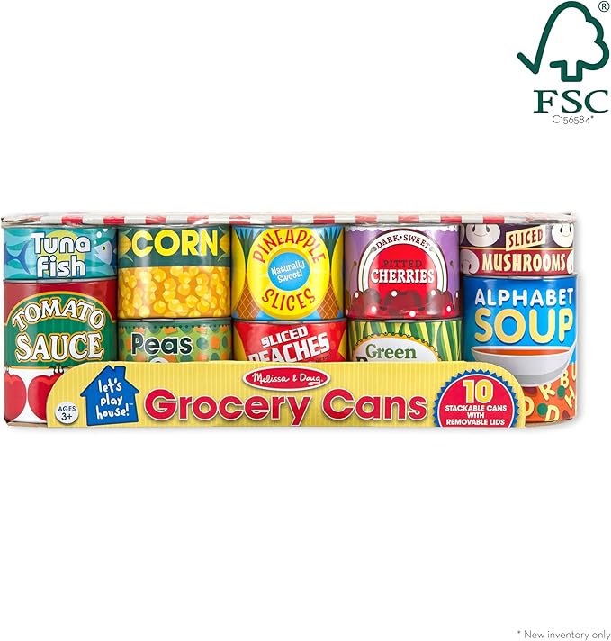 Melissa & Doug Canned Food Play Set Pretend Play Play Food 3+ Gift for Boy or Girl