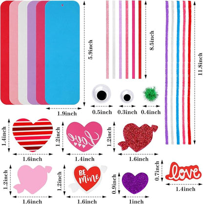 JULBEAR 36 Sets Valentine's Day Crafts Kits DIY Foam Bookmarks Decorations Art Sets Hearts Foam Self-Adhesive Stickers Arts for Kids Valentine's Mother's Day Classroom Activities Gift Exchange