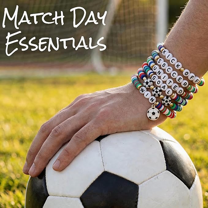 OHOME Soccer Mom Essentials - 6 Pack Soccer Bracelets | Soccer Party Favors - 2026 World Game Cup Jewelry Accessories Outfits for Women Men - Soccer Gifts for Fans Players Coaches Team