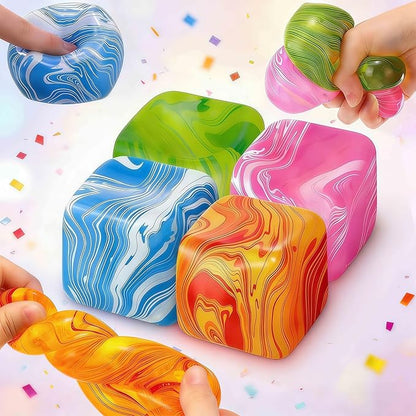 4PCS Slow Rising Stress Cubes 4 Colors, Stress Balls for Adults Fidget Toys Adults, Squeeze Squishy Toys for Anxiety Relief & Autism, Easter Basket Stuffers Birthday & Easter Gifts