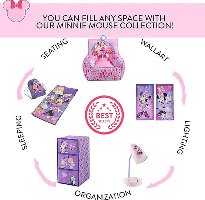 Idea Nuova Minnie Mouse Figural Sherpa Trim Bean Bag Chair, Small, Pink