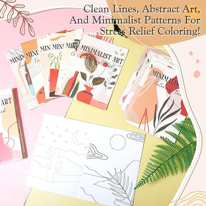 Coloring Book for Adult Coloring Book Bulk, DIY Art Coloring Book for Adult Drawing Book with Flower Words for Party Favors Goodie Bag Filler(24 Pcs,Minimalist)