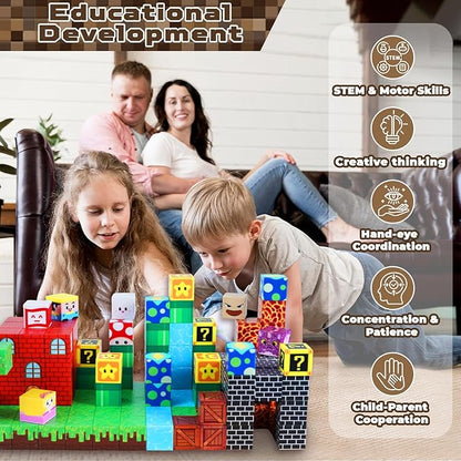 ToyUnited Magnetic Blocks-150 PCS Build Adventure Game Castle World Set - Magnetic Building Cubes Stacking, STEM Montessori Sensory Toys for Kids Boys Girls Ages 3+ Easter Birthday Gifts