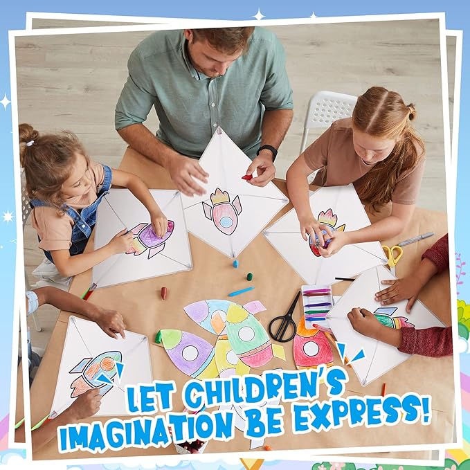 20 Packs DIY Kites for Kids Kite Making Kit Bulk Make a Kite Kit Easy Flying Kites Make Your Own Kite Kit Decorating Coloring Kite Party Pack Color Your Own Arts and Crafts Outdoor Activities Supplies