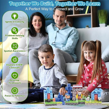 Ludmila 100PCS Magnetic Building Blocks, Montessori STEM Toys for Toddlers, Build 3D Magnetic Train Station Set, Sensory Construction Kit for Boys & Girls, for Ages 3-12 Birthday