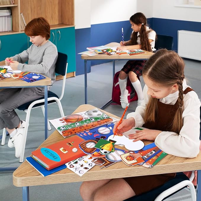 BenLouis 240Pcs Sports Party Favors Football Basketball Soccer Baseball Pencils Stickers School Stationery Bulk for Kids Sports Party Team Gift Fillers School Classroom games Rewards Supplies