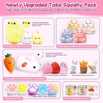 24Pack Taba Squishy Toys kit- Squishy Fidget Squeeze Toys Party Favors for Kids 8-12-Kawaii Stress Balls for Kids- Taba Squishies Stress Relief Toys for Girls 8-10-6-9 Years Old Girls Birthday Gifts