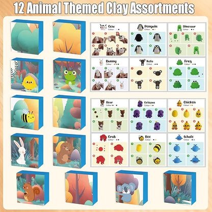 Christmas Air Dry Modeling Clay for Kids, Polymer Clay Kit Super Light & Soft DIY Play Dough Animals Crafts Set, Creatibles Art and Crafts Valentine's Day Christmas Gifts for Beginners Kids Boys Girls