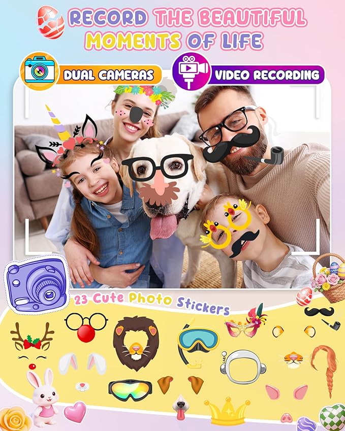 UCIDCI Unicorn Kids Smart Phone Toys for Girls Ages 3-7 with Dual Camera - Toddler Phone with Learning Games, Travel Toys with MP3 Music Player for Christmas, Birthday Gifts for 3 4 5 6 7 Year Old