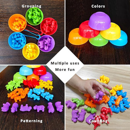 Counting Animals Matching Games Color Sorting Stacking Toys with Bowls Preschool Learning Activities Educational Sensory STEM Toy Daycare Sets Gift for Toddlers Kids Boys Girls Aged 3+ Year Christmas
