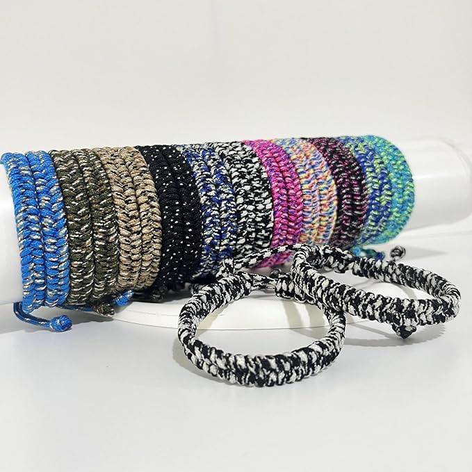 12 pcs Braided Friendship Bracelets for Teen Girls Woven Paracord Bracelets Set Valentines Exchange Gifts Easter Basket Fillers for Teen Teenager Birthday Christmas Party Favors