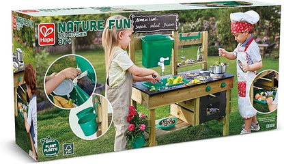 Hape Outdoor Kitchen | Mud Kitchen Wooden Toy Playset with Accessories, for Children Ages 3+ Years