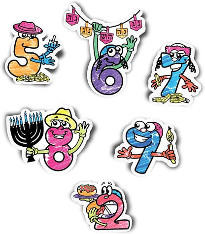 Izzy 'n' Dizzy Hanukkah Color-in Stickers Art Kit - Includes 8" x 6" board and 4 Crayons - Chanukah Arts and Crafts - Gifts and Games