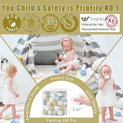 GOGOSO Ball Pit Balls,Plastics Balls for Ball Pit, Stars Hearts Shape for PastelBall for Toddlers Kids