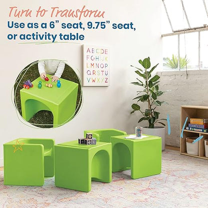 ECR4Kids Tri-Me 3-In-1 Cube Chair, Kids Furniture, Lime Green