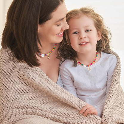 Ursteel Colorful Initial Cute Necklaces for Girls - Trendy Beaded Choker Necklace for Women Teen Girl, Handmade Letter Necklace Gifts for Women Girls Jewelry