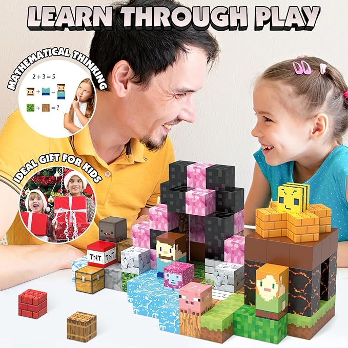 AIDYVOI Magnetic Blocks Building Toys, 120pcs Magnetic Building Blocks Set for Kids Ages 3-8, 1 inch Magnet Cubes Montessori Sensory Stacking Construction Toys Christmas Birthday Present