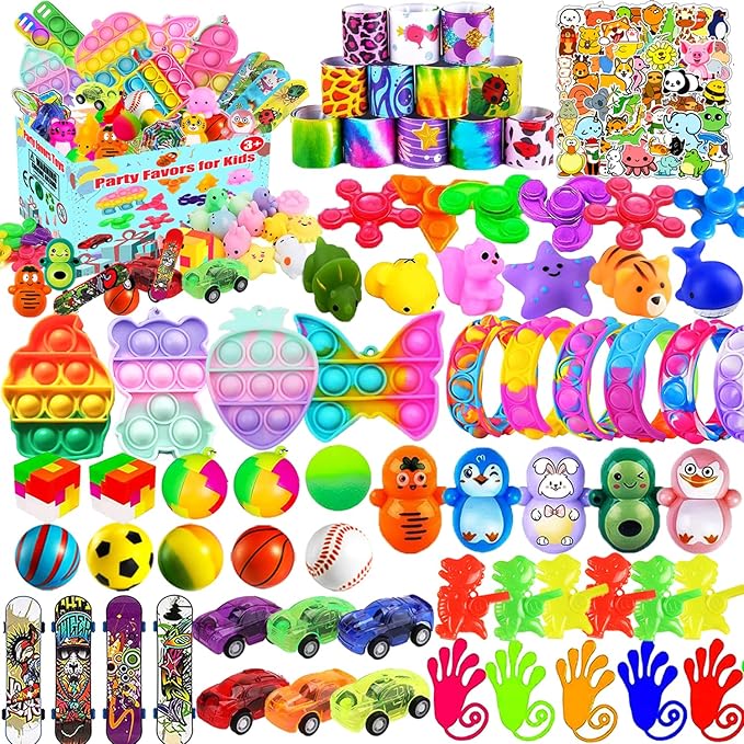 120 Pcs Party Favors for Kids, Treasure Box Toys for Classroom, Goodie Bag Stuffers, Pinata Filler, Treasure Cheast for Kids Prizes, Carnival Prizes Box Toys, Return Gifts for Kids Birthday 4-8-12