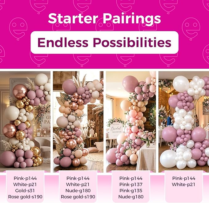 Bezente Mauve Balloons Latex Party Balloons - 100 Pack 12 inch Round Helium Dusty Pink Dark Rose Blush Boho Netural Balloons for Wedding Birthday Anniversary Gender Reveal Graduation Party Decorations