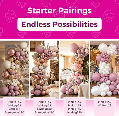 Bezente Mauve Balloons Latex Party Balloons - 100 Pack 12 inch Round Helium Dusty Pink Dark Rose Blush Boho Netural Balloons for Wedding Birthday Anniversary Gender Reveal Graduation Party Decorations