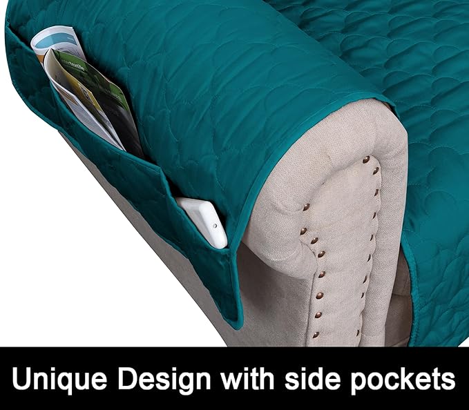 CHHKON Waterproof Nonslip Recliner Cover Stay in Place Dog Couch Chair Cover Furniture Protector Ideal Sofa Slipcovers for Pets and Kids (Peacock Blue, 30'')