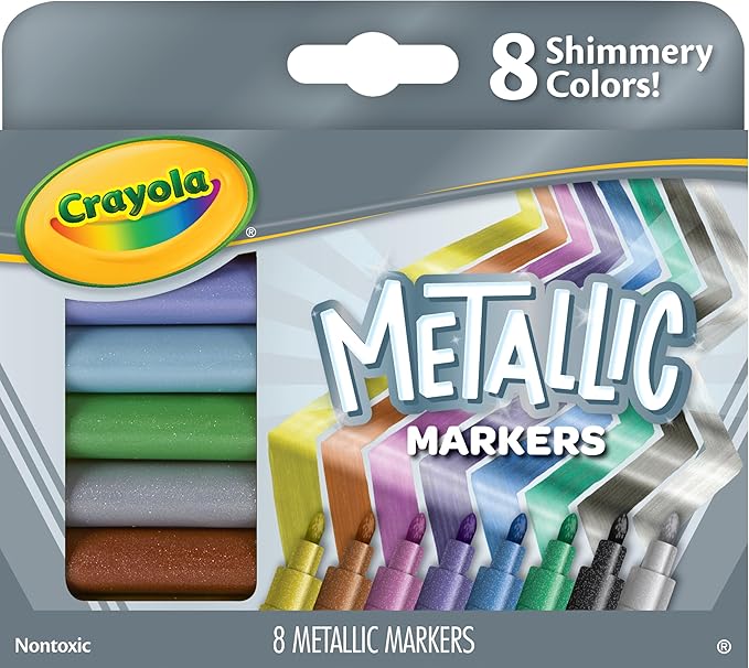 Crayola Metallic Markers, Art Supplies, 8 Count, Colors May Vary