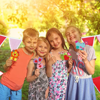 30 Set Valentine's Day Craft Kit Pink Heart DIY Craft Make Your Own Painting Suncatcher Ornaments for Valentine Art Painting Activity