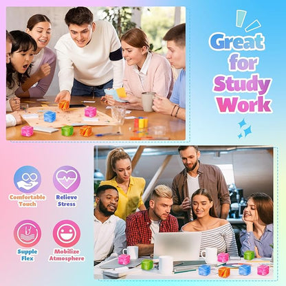 4 Pcs Fidget Stress Cube Bulk Ice Cube Stress Ball Anxiety Relief Soft Squeeze Sensory Ball for Party Favors Prizes Goodie Bag Stuffers (Pink,Blue,Green,Orange)