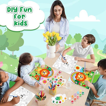 pigipigi Acrylic Paint Set Activity for Kids, Easter Basket Stuffers Art Craft Paints Gifts for Girls Boys Party Favor Games DIY Supplies, Valentine's Day Gifts for Kids