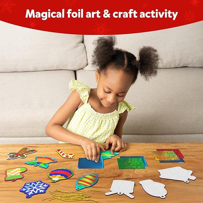 Skillmatics Art & Craft Activity - Foil Fun Christmas Ornaments, Mess Free Art for Kids, Festive Holiday Craft Kits, DIY Decor Creative Activity, Gifts for Girls & Boys Ages 4, 5, 6, 7, 8, 9, and Up