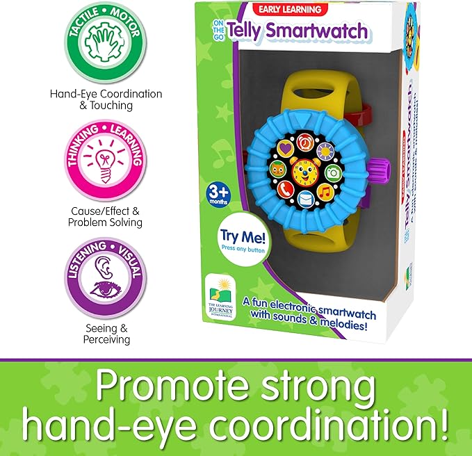 The Learning Journey: Early Learning - On The Go Telly Smartwatch – Baby and Toddler Pretend Play Kids Watches - Toys & Gifts for Boys & Girls Ages 3 Months and Up – Award Winning Toy