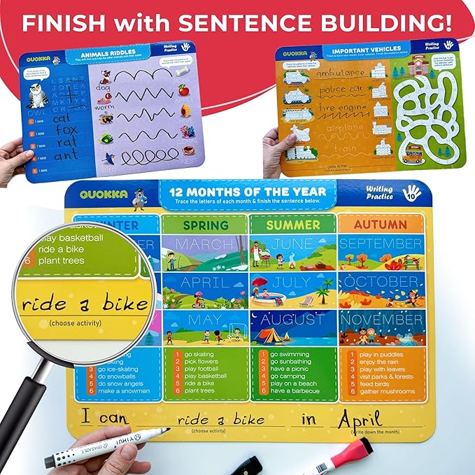 QUOKKA Busy Book Practice Handwriting for Kids - ABC - Learn to Write for Toddlers 3-5 | 30 Tasks | Pre K ABC Letter Tracing | Homeschool Preschool Learning Activities