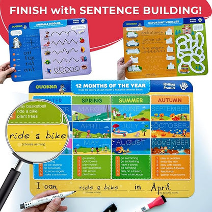QUOKKA Busy Book Practice Handwriting for Kids - ABC - Learn to Write for Toddlers 3-5 | 30 Tasks | Pre K ABC Letter Tracing | Homeschool Preschool Learning Activities