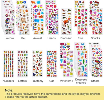 3D Stickers for Kids & Toddlers, 920+ 3D Puffy Stickers 36 Different Sheets Including Animals, Letters, Numbers, Dinosaurs, Cars and More for Boys, Girls, Teachers, Reward, Craft Scrapbooking