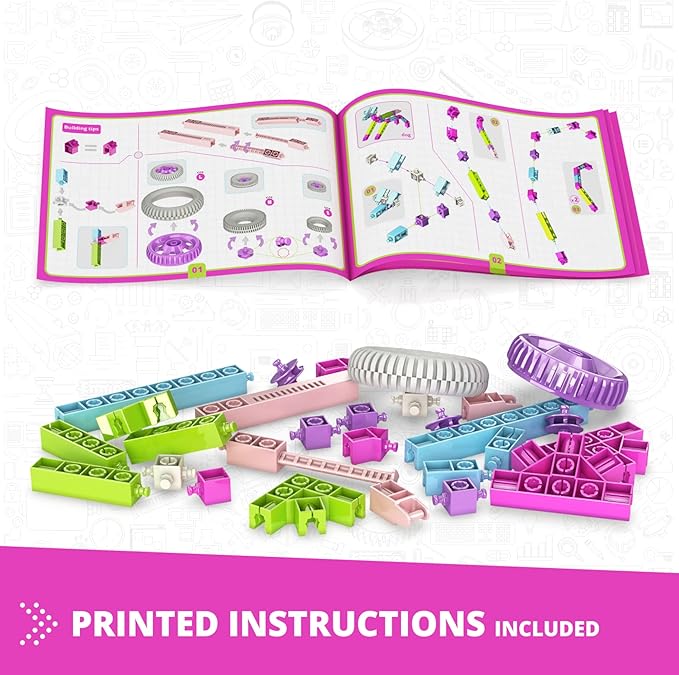 Engino STEM Girls Construction Building Designer 15 Model Toy Set. Educational Gift for Ages 6-12. Learn Engineering and Create 3D Models.