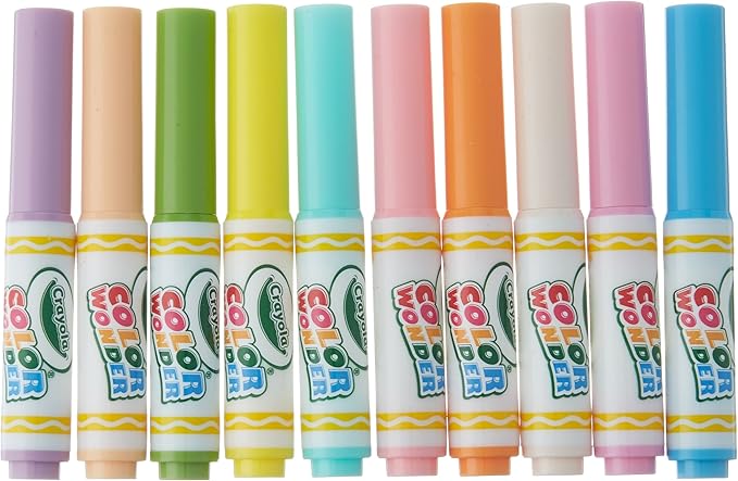 Crayola Color Wonder, 10 Mini Markers for Mess Free Coloring, Pastel Colors, Gift for Kids 3, 4, 5, 6