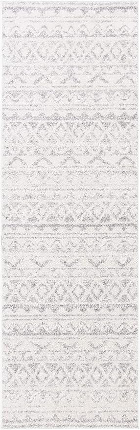 SAFAVIEH Adirondack Collection Runner Rug - 2'6" x 8', Ivory & Grey, Moroccan Boho Distressed Design, Non-Shedding & Easy Care, Ideal for High Traffic Areas in Living Room, Bedroom (ADR119B)