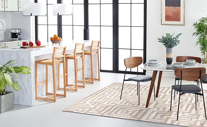 SAFAVIEH Amsterdam Collection Area Rug - 8' x 10', Ivory & Mauve, Modern Abstract Design, Non-Shedding & Easy Care, Ideal for High Traffic Areas in Living Room, Bedroom (AMS106A)