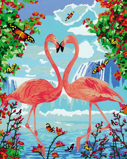 Ravensburger Flamingo Love Paint by Numbers Kit for Children - Painting Arts and Crafts for Kids Age 12 Years Up