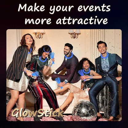 75 Glow Sticks Bracelets and Necklaces, 8'' Glowsticks Bulk Pack Bright Glow in the Dark Party Supplies for Kids (Blue)