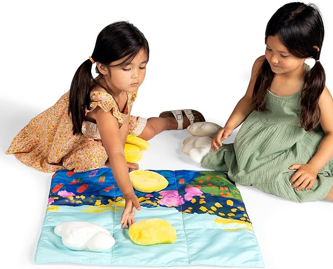 Manhattan Toy Sunny Day 11-Piece Decorative Soft Quilted Jumbo Floor or Table Tic Tac Toe Game for Kids