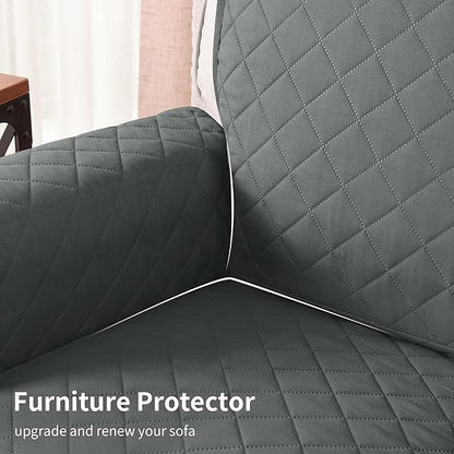 CHUN YI Couch Cover, Water Resistant Slipcover for 3 Cushion Sofa, Washable Sofa Cover with Adjustable Strap Storage Pocket for Living Room Dog Pet (Sofa, Dark Grey)