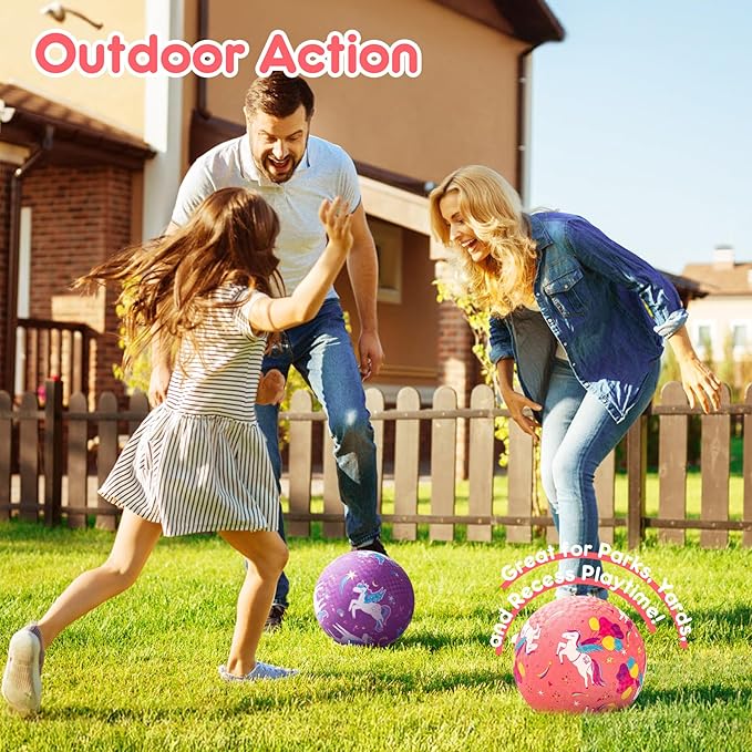 U&C Planet Playground Balls for Toddlers 1-3, 2 Pack 6 inch 8.5 inch Kickball for Kids Outdoor Indoor, Catoon Rubber Balls with Pump, Child Gift for Boys Girls 1-3 3-5 5-10