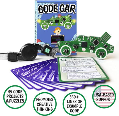 Code Car Kids Coding Toy for Kids 8-12. Boys & Girls Learn Block and Typed C++ Coding with Hands-On Electronics & 40+ Projects Including Custom Horn, Brakelight Beep, and Siren Sounds