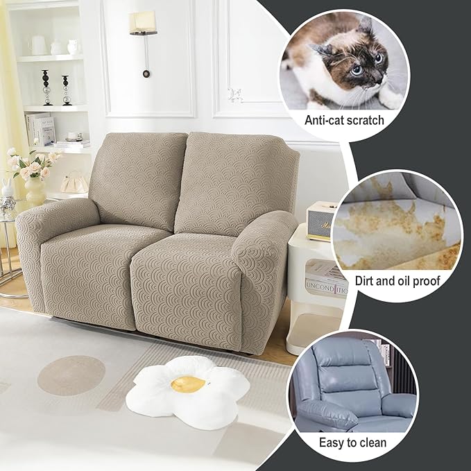 NORTHERN BROTHERS Loveseat Recliner Cover, Reclining Loveseat Covers, Love Seat Recliner Cover, Recliner Sofa Covers 2 Seater, Khaki