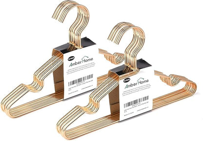 Amber Home 20Pack 12" Rose Gold Kids Baby Hangers, Strong Metal Children Clothes Hangers for Closet, Space Saving Infant Hanger for Toddler Coats Pants (Rose Gold, 20)