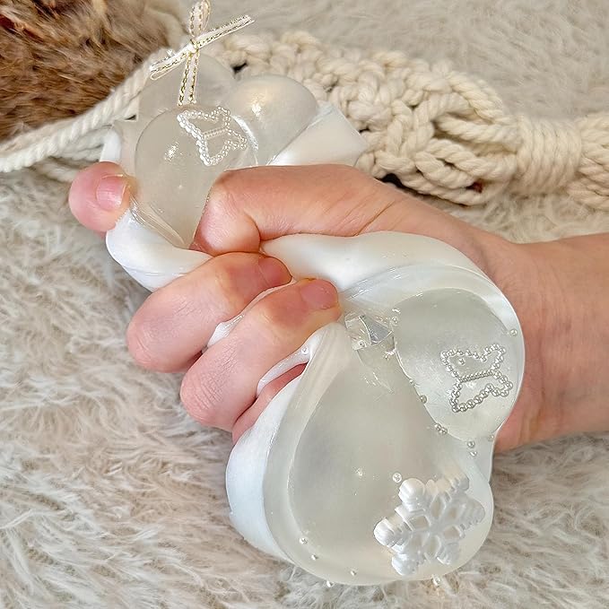 Big Taba Squishy Cat Paw, 5 in Large Paw Squeeze Toy Transparent & Milky White for Stress Relief and Relax, Sticky Squishies Fidget Toys for Party Favors Novelty Things Birthday Gift