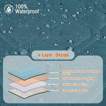 VANSOFY Loveseat Recliner Cover with Console 100% Waterproof Sofa Slipcovers Non-Slip Reclining Couch Cover Split Sofa Cover Furniture Protector for Pets, Dogs(Peacock Blue)